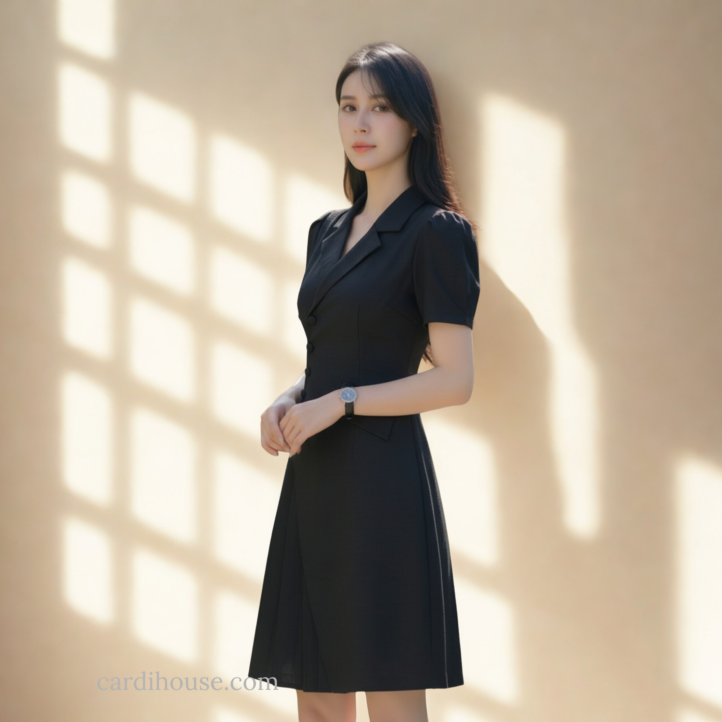 ĐẦM VEST TAY NGẮN MÀU ĐEN CH-DR008