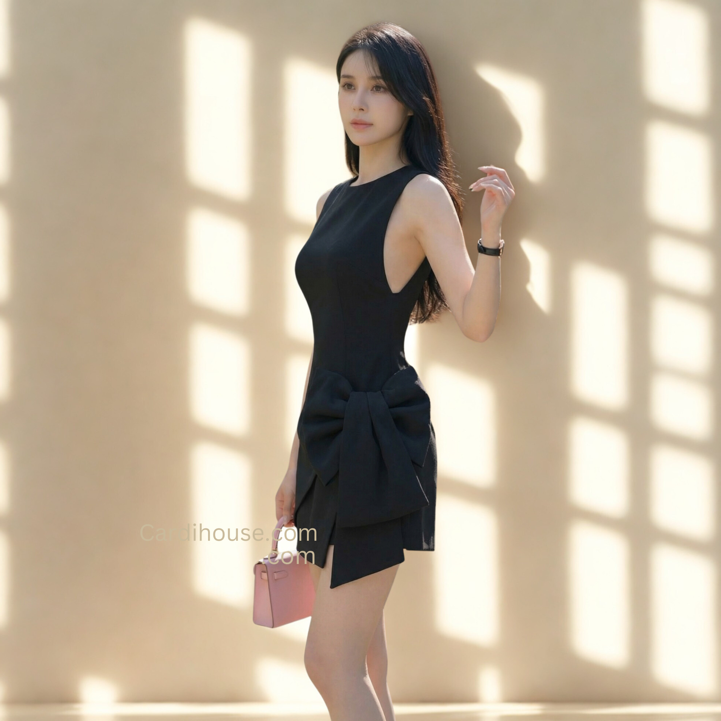 ĐẦM CỔ TRÒN THANH LỊCH MÀU ĐEN CH-DR003