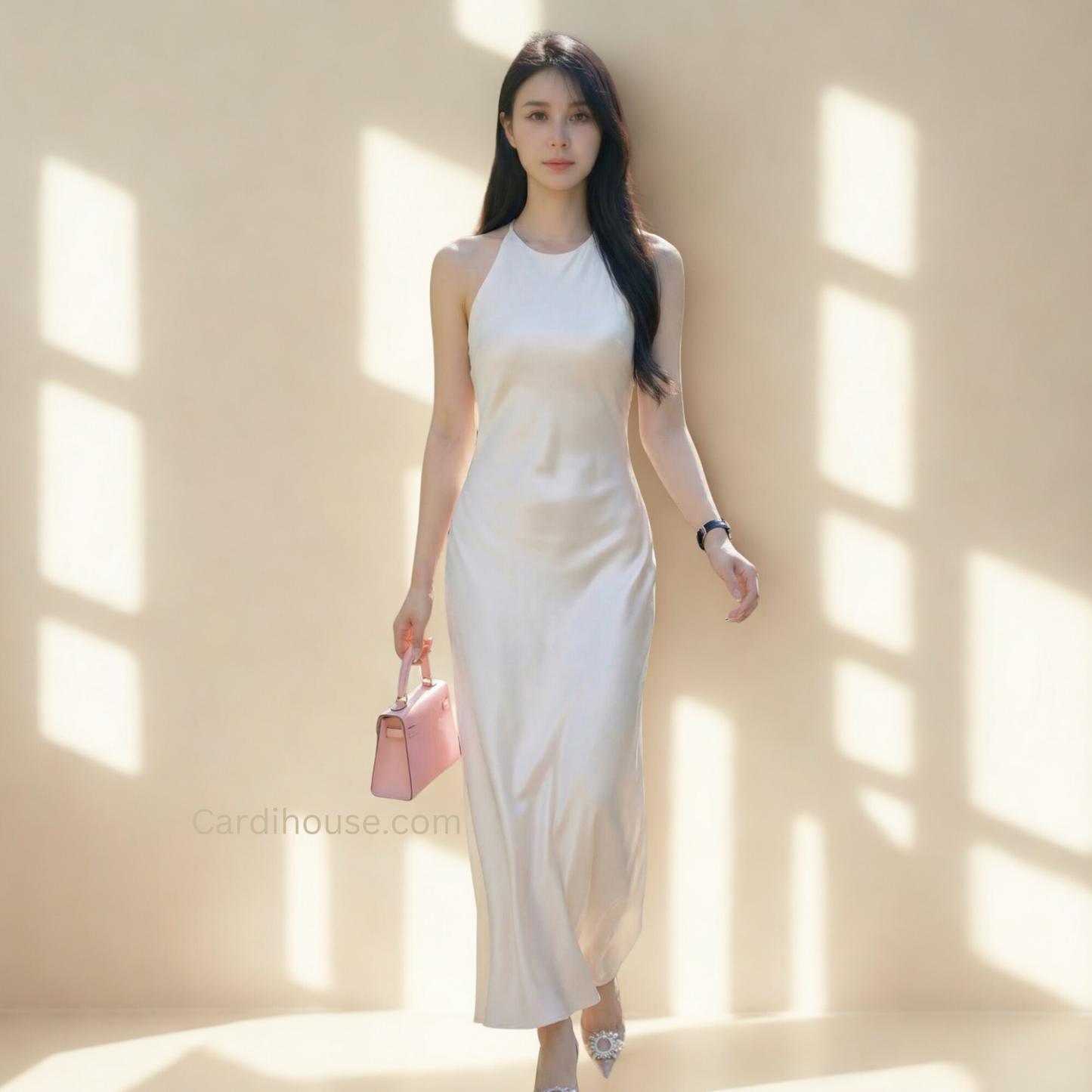 ĐẦM YẾM LỤA CAO CẤP MÀU KEM CH-DR004