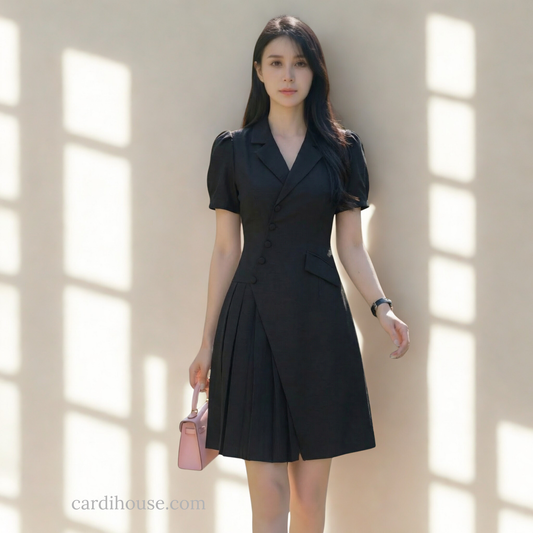 ĐẦM VEST TAY NGẮN MÀU ĐEN CH-DR008