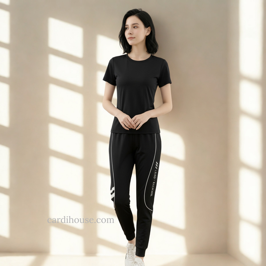 SET JOGGER CHẠY BỘ THỂ THAO NỮ ĐEN CH-GY006