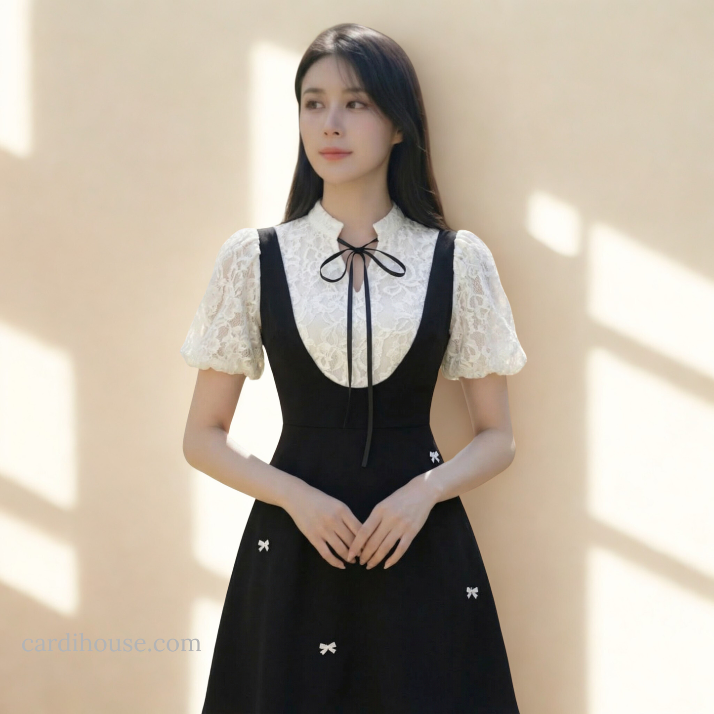 ĐẦM  MIDI PHỐI TƠ THÊU HOA NỔI CH-PK0012