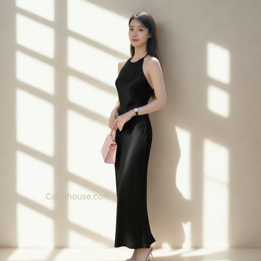 ĐẦM YẾM LỤA CAO CẤP MÀU ĐEN CH-DR005