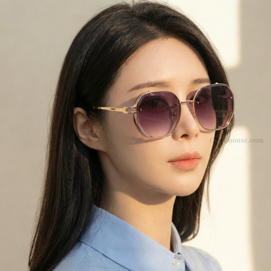 Kính mắt nữ CARDI Honey Shadow gọng vàng tròng xám
